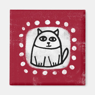 Imã Gato Fofo no Ímã de Geladeira Vermelho
