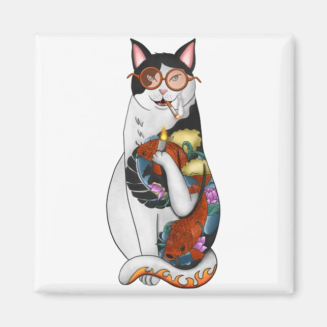 Imã gato fumando (Frente)