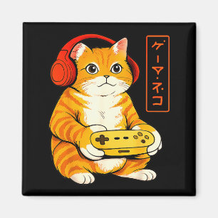 Imã Gato Gamer Japonês Presentes Engraçados de Jogos V