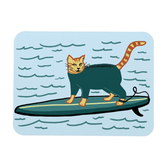 Ímã Gato Gato Gatinho De Surfe (Horizontal)