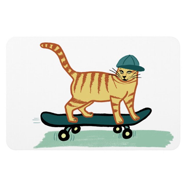Ímã Gato Gato Gato Gato de Skateboard (Horizontal)