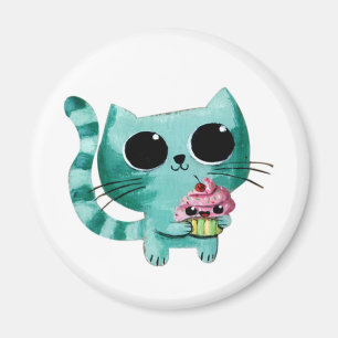 Imã Gato Gato Gato Gato Gato e Cupcake Kawaii