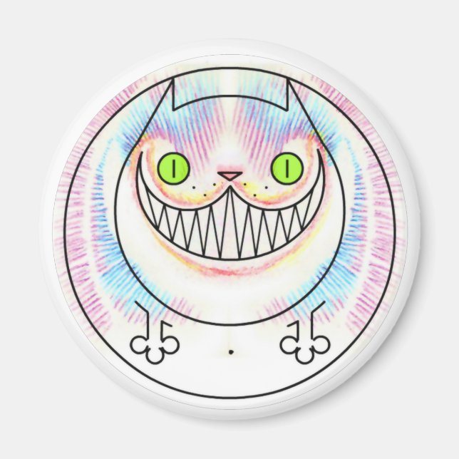 Imã Gato Gordo com Magneta de Grin de Gato Cheshire (Frente)