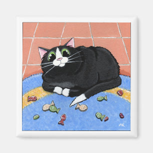 Imã Gato gordo e um tapete da arte do gato dos