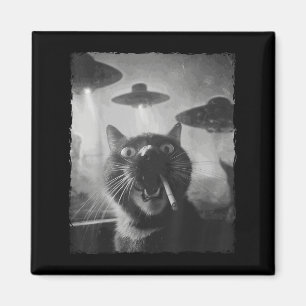 Imã Gato Gráfico Engraçado Fumando Ufos Engraçado