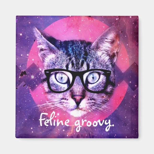 Imã Gato Groovy Ímã de Gato (Frente)