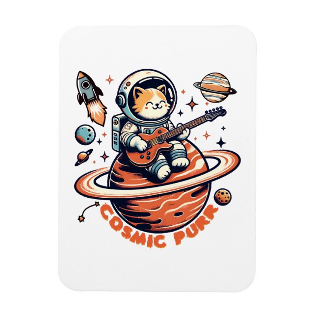 Ímã Gato Guitarrista Astro - Cosmic Purr (Vertical)