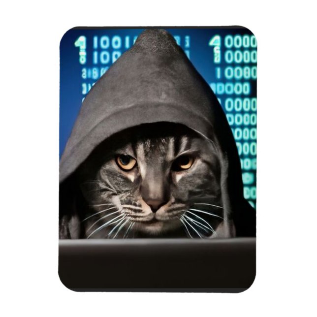 Ímã Gato Hacker Preto (Vertical)
