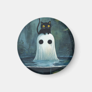Imã Gato Halloween e Fantasma na Piscina