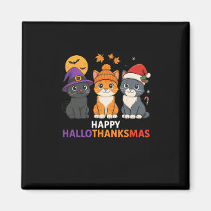 Imã Gato Halloween Natal Feliz Hallothanksmas Ação de 