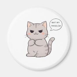 Imã Gato Impassível "Não é Meu Problema" Design Divert
