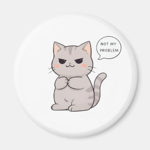 Imã Gato Impassível "Não é Meu Problema" Design Divert