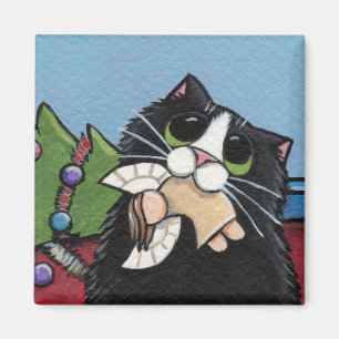 Imã Gato impertinente no ímã do Natal