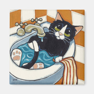 Imã Gato insolente que banha-se na ilustração do