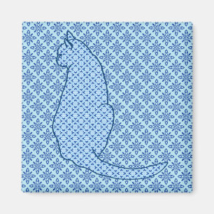 Imã Gato Japonês - Blue Kimono Impressão