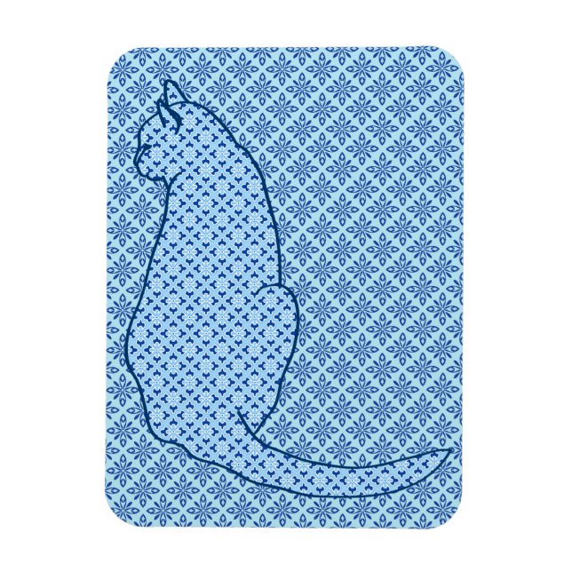 Ímã Gato Japonês - Blue Kimono Impressão (Vertical)