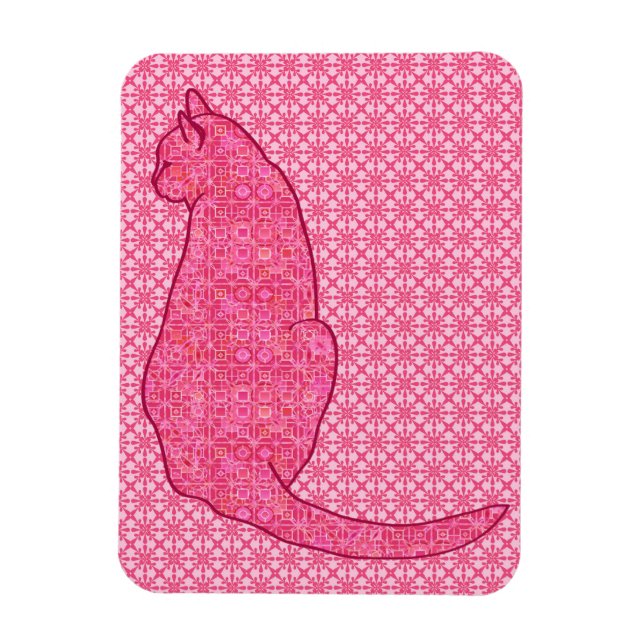 Ímã Gato Japonês - Fúchsia Pink Batik (Vertical)