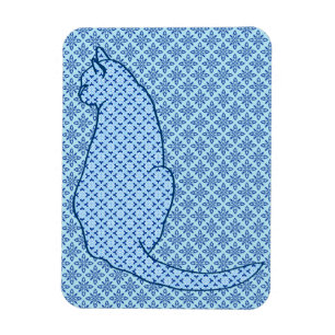 Ímã Gato japonês - impressão azul do quimono