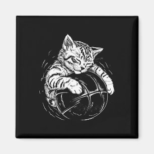 Imã Gato Jogador Dormindo Em Um Gatinho De Bysketbyll
