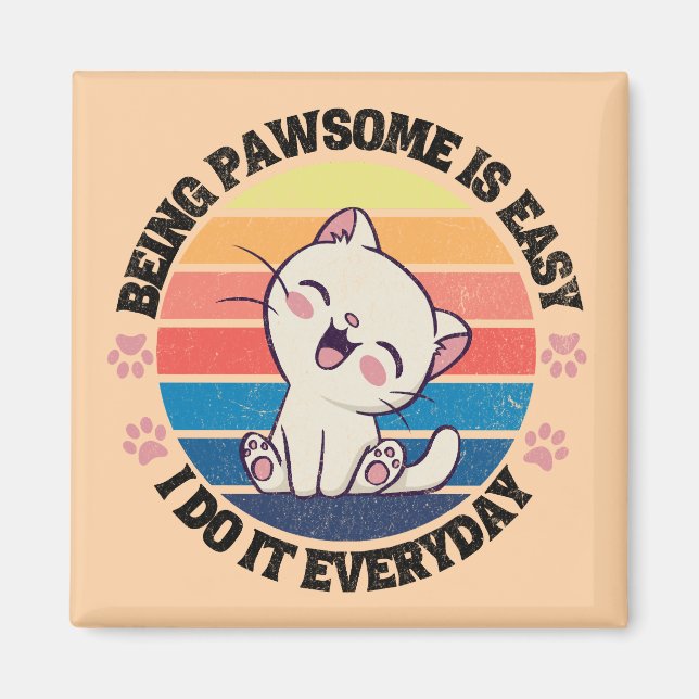 Imã Gato Kawaii branco e bonito (Frente)