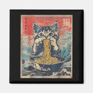 Imã Gato Kawaii Comendo Macarrão Ramen Presente Divert