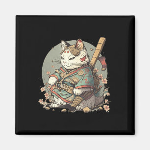 Imã Gato Kawaii Estilo Samurai Anime Kitten Japonês