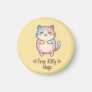 Imã Gato Kawaii Fofo "Abraços de Cachorrinho Grátis" Í