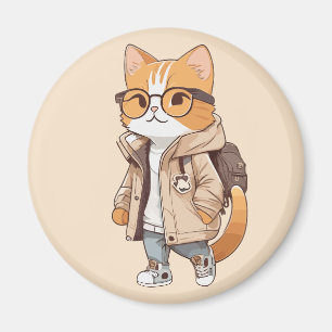Imã Gato Kawaii Fofo com Roupa Elegante