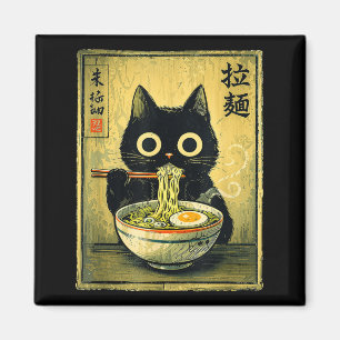 Imã Gato Kawaii Ramen Vintage Japonês Divertido Retro