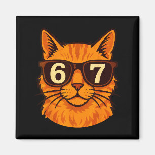 Imã Gato Laranja Engraçado Sungles 67 Seis Sete Meme
