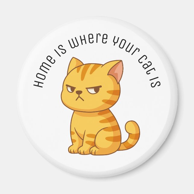 Imã Gato Laranja Mal-Humorado com Texto Personalizado (Frente)