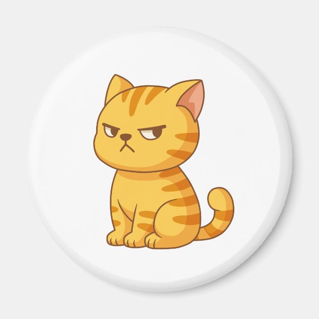 Imã Gato Laranja Mal-Humorado Listrado (Frente)