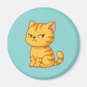 Imã Gato Laranja Mal-Humorado Verde Listrado