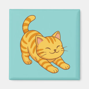 Imã Gato Laranja Tabby Esticado Verde