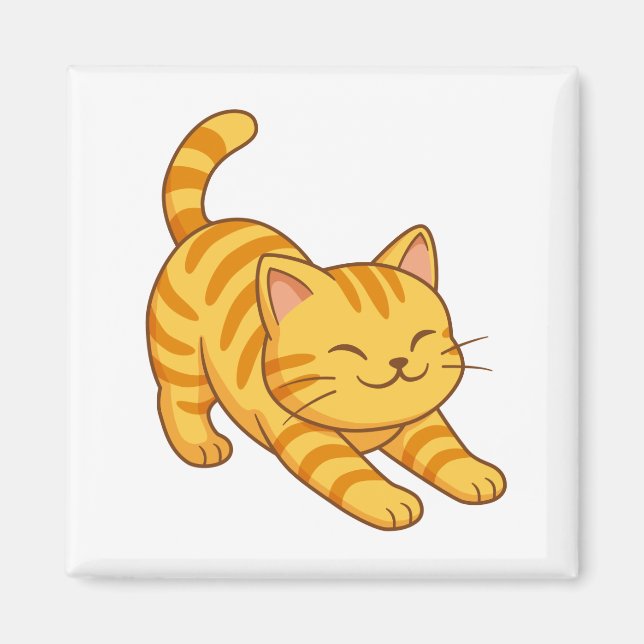 Imã Gato Laranja Tabby Esticando (Frente)