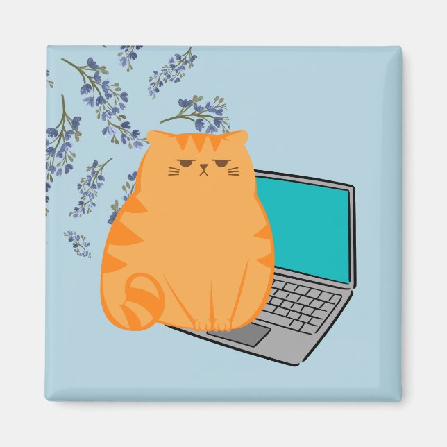 Imã Gato Laranja Trabalhando (Frente)