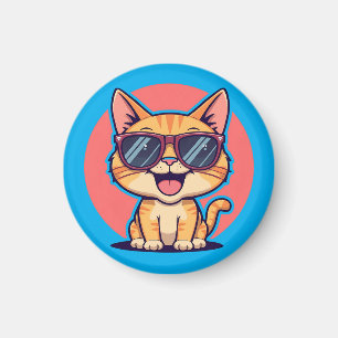 Imã Gato legal com óculos escuros - Design Gatinho eng