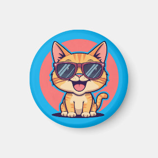 Imã Gato legal com óculos escuros - Design Gatinho eng