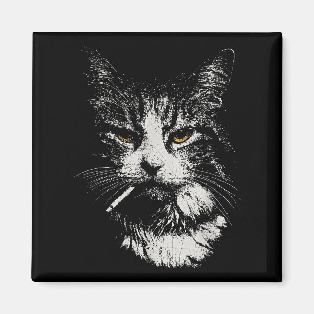 Imã Gato Legal Engraçado Cigarro Engraçado Cigarro Ga  (Frente)