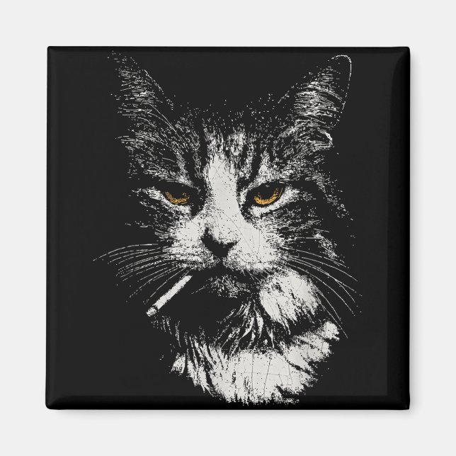 Imã Gato Legal Engraçado Cigarro Engraçado Cigarro Ga  (Frente)