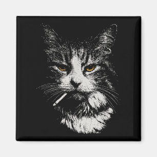 Imã Gato Legal Engraçado Cigarro Engraçado Cigarro Ga 