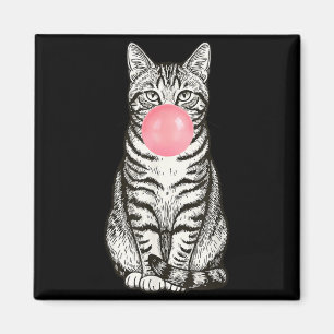 Imã Gato Listrado Bubblegum Fofo Gato Engraçado Sopra
