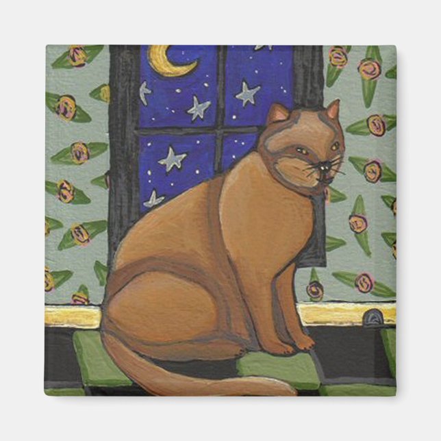Imã Gato, Lua e Estrelas - ímã (Frente)