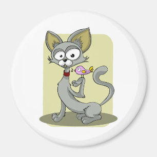 Imã Gato magro e pássaro rosa