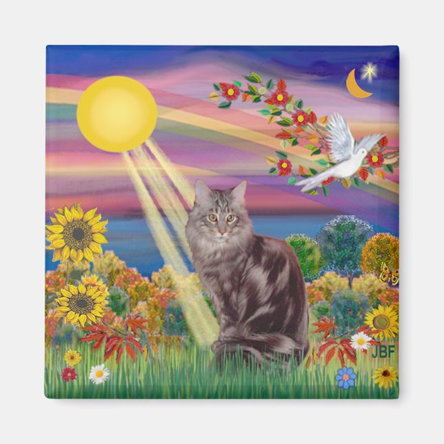 Imã Gato Maine Coon 10 - Sol de Outono (Frente)