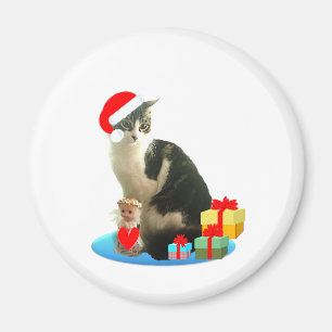 Imã gato malhado de Natal e pequeno anjo fofo