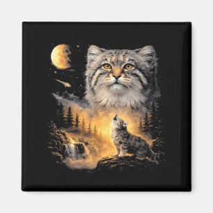 Imã Gato Manul uivando para a lua vintage 90s engraçad