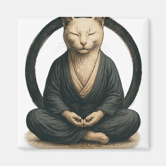 Imã Gato Meditando Zen – Arte de Yoga Mindfulness do C