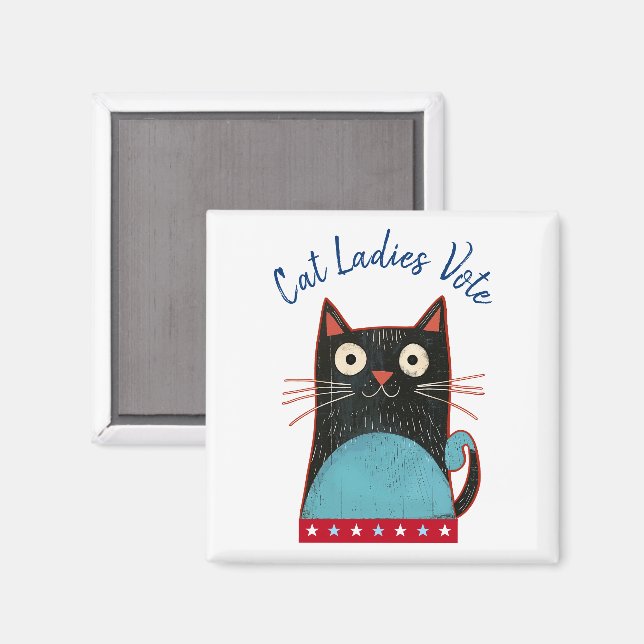 Imã Gato Mulheres Votam Escrito Feminista Russo Engraç (Front/Back)