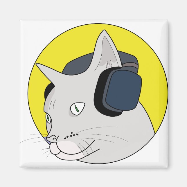 Imã Gato Musical com Fone de Ouvido (Frente)